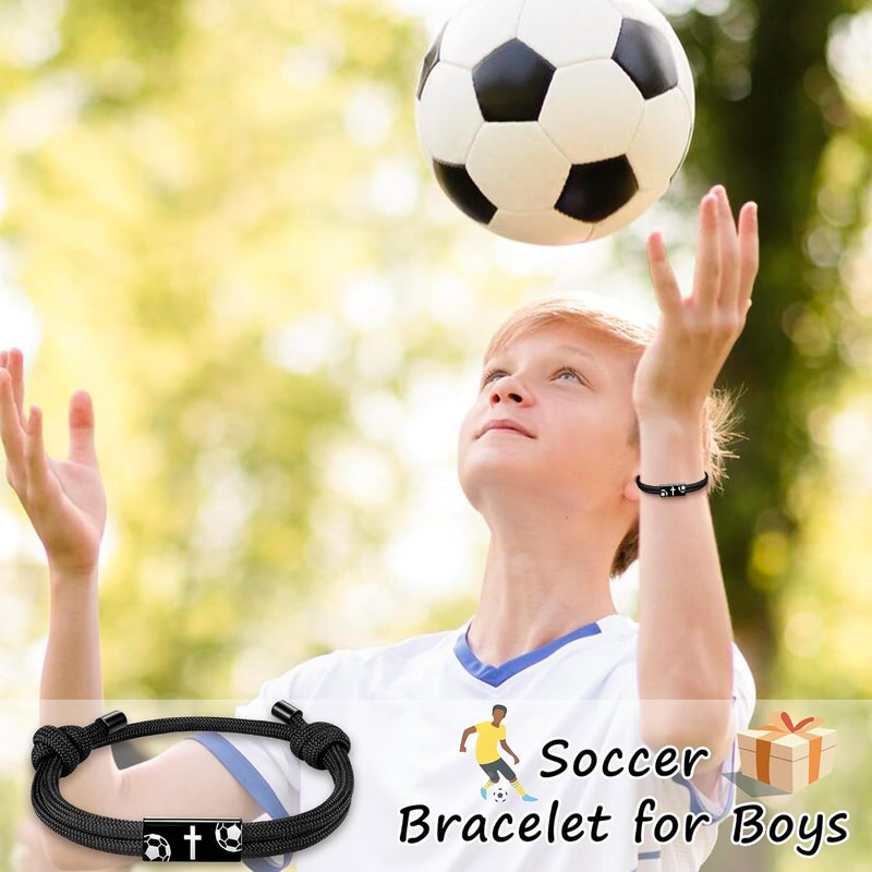 PEALICIOUS Mens Cross Bracelet as Boys Valentine Gifts, Soccer Baseball Joshua 1 9 Cross Bracelet Basketball Philippians 4:13 Accessories as Christian Valentines for Sons Baptism Confirmation - Image 3